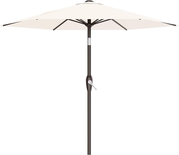 AreShark 7.5FT Patio Umbrella Table Market Umbrella with 6 Sturdy Ribs, Button Tilt/Crank, Heavy-Duty Outdoor Umbrellas for Pool, Deck, Garden and Backyard, Cream White