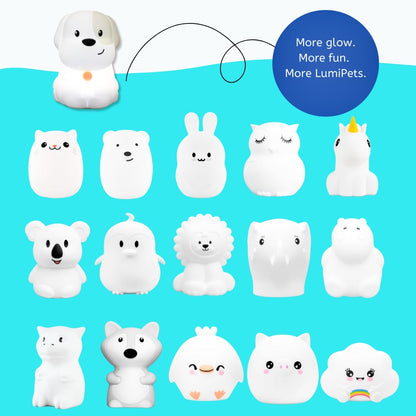 Lumipets Pepper The Puppy Dog Squishy Silicone Night Light for Kids | Cute Night Light with Remote & Touch Control for Baby & Toddler Bedrooms | Color Changing Animal Lamp | Soft Portable Nightlight