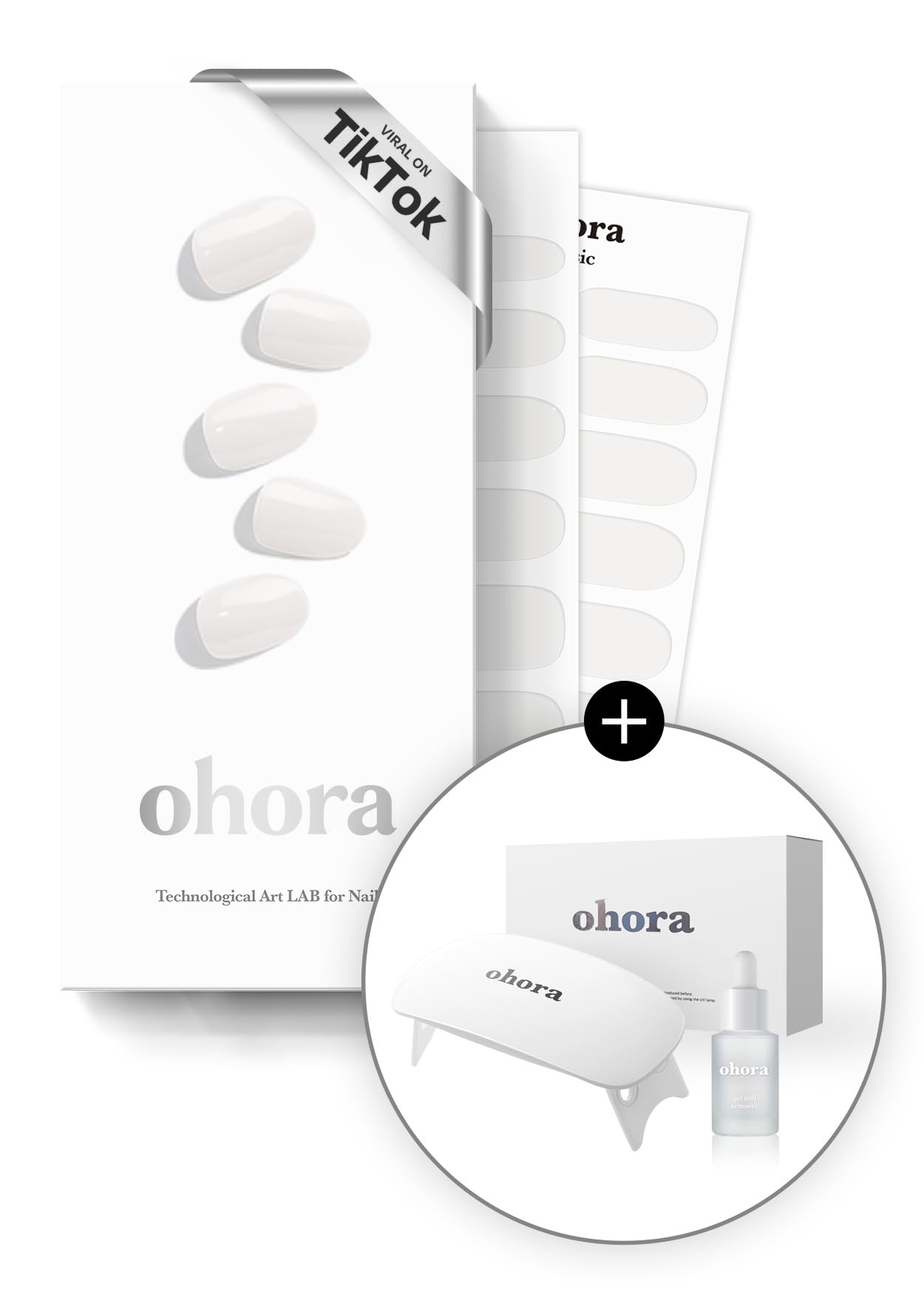 ohora Bundle Set (N Addict Starter Kit) - Red Solid Gel Nail Strips with UV/LED Lamp and Mini Remover, Salon-Quality, Long Lasting, Easy to Apply & Remove - Includes Prep Pads, Nail File, Wooden Stick