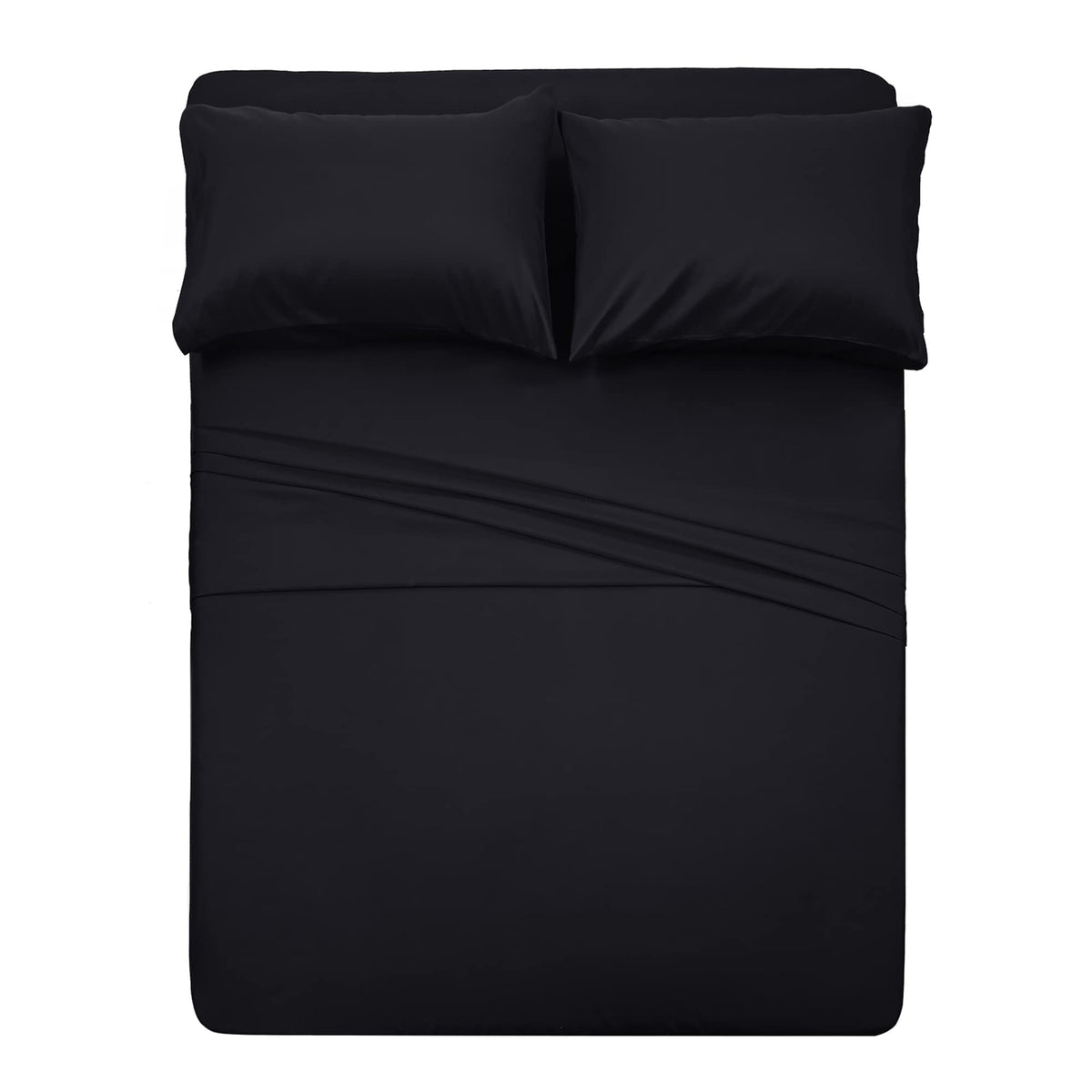 Best Season Cotton Full Size Sheet Set (Black) 4 Piece - 100% Cotton Sheets Set, Soft Cotton Bed Sheets Sets with Deep Pocket fit Up to 16 inch