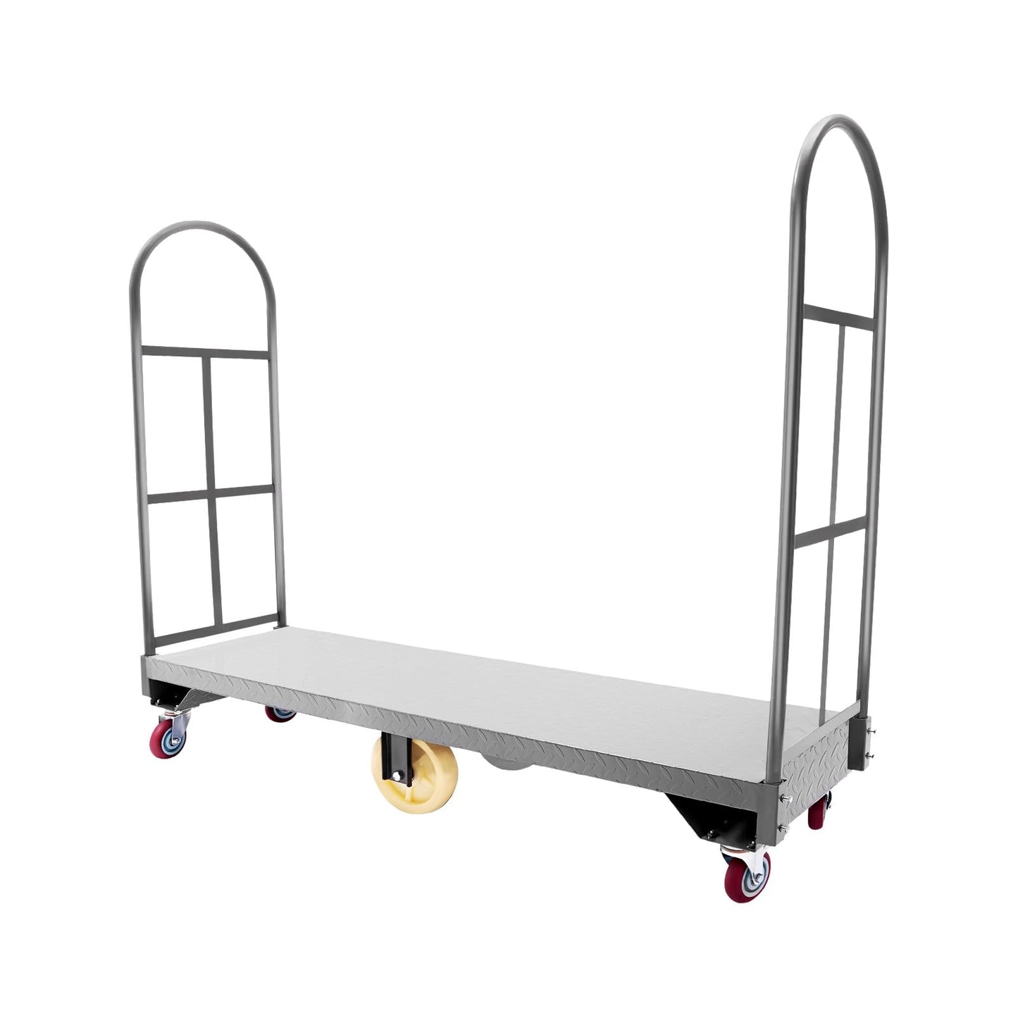 U-Boat Platform Truck Dolly, Heavy Duty Steel Deck Utility Cart with Dual Removable Handles 64.6x15.7inches Hold Loads Up to 2000 lbs