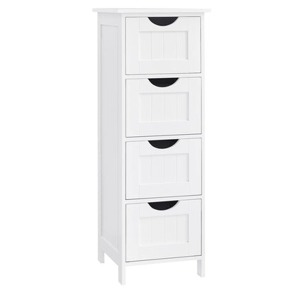 VASAGLE Bathroom Floor Storage Cabinet, Bathroom Storage with 4 Drawers, Bathroom Cabinet Freestanding, 30 x 30 x 82 cm, Modern Style, White LHC40W