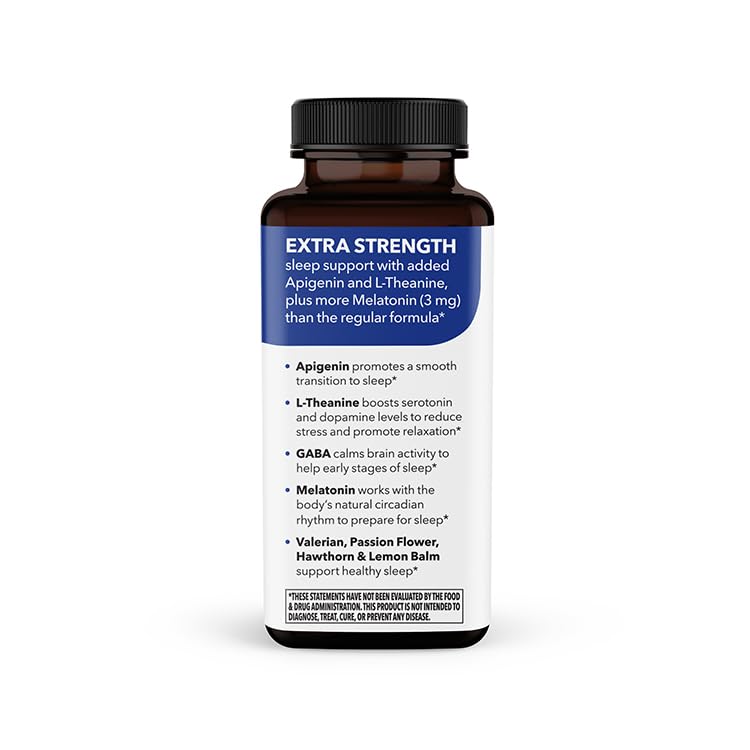 Rest-ZZZ Extra Strength - Sleep Support Supplement - Fall Asleep & Stay Asleep - Calms Nervous System - Naturally Ease Muscle Tension & Restlessness - Low Dose Melatonin GABA & Chamomile - 60 Capsules