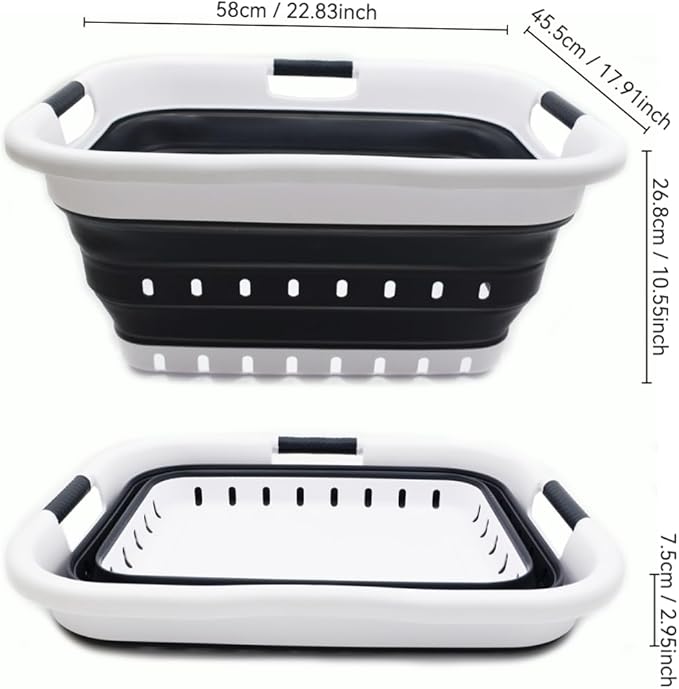 SAMMART 41L Collapsible 3 Handled Plastic Laundry Basket