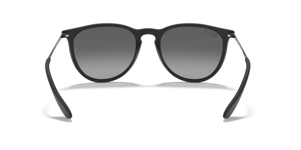 Ray-Ban RB4171 Erika Round Sunglasses, Rubber Black/Light Grey Gradient Grey Polarized, 54 mm