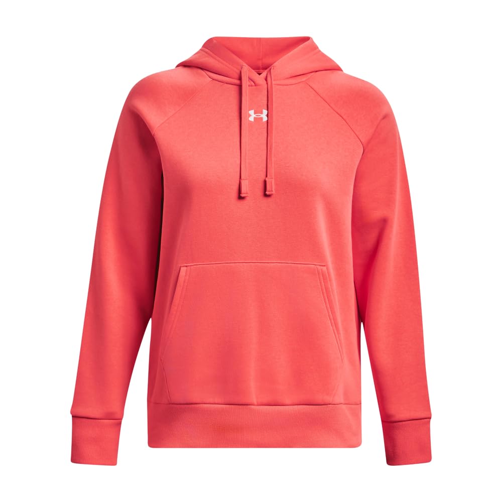 Under Armour Womens Rival Fleece Hoodie, (690) Venom Red / / White, X-Small
