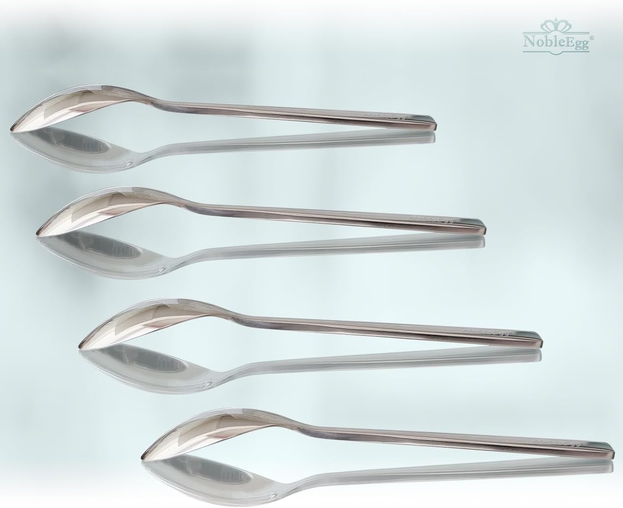 NobleEgg Egg Spoons for Soft Boiled Eggs, Coffee, Desserts | 18/8 Stainless Steel | 5.5 inches | Set of 6
