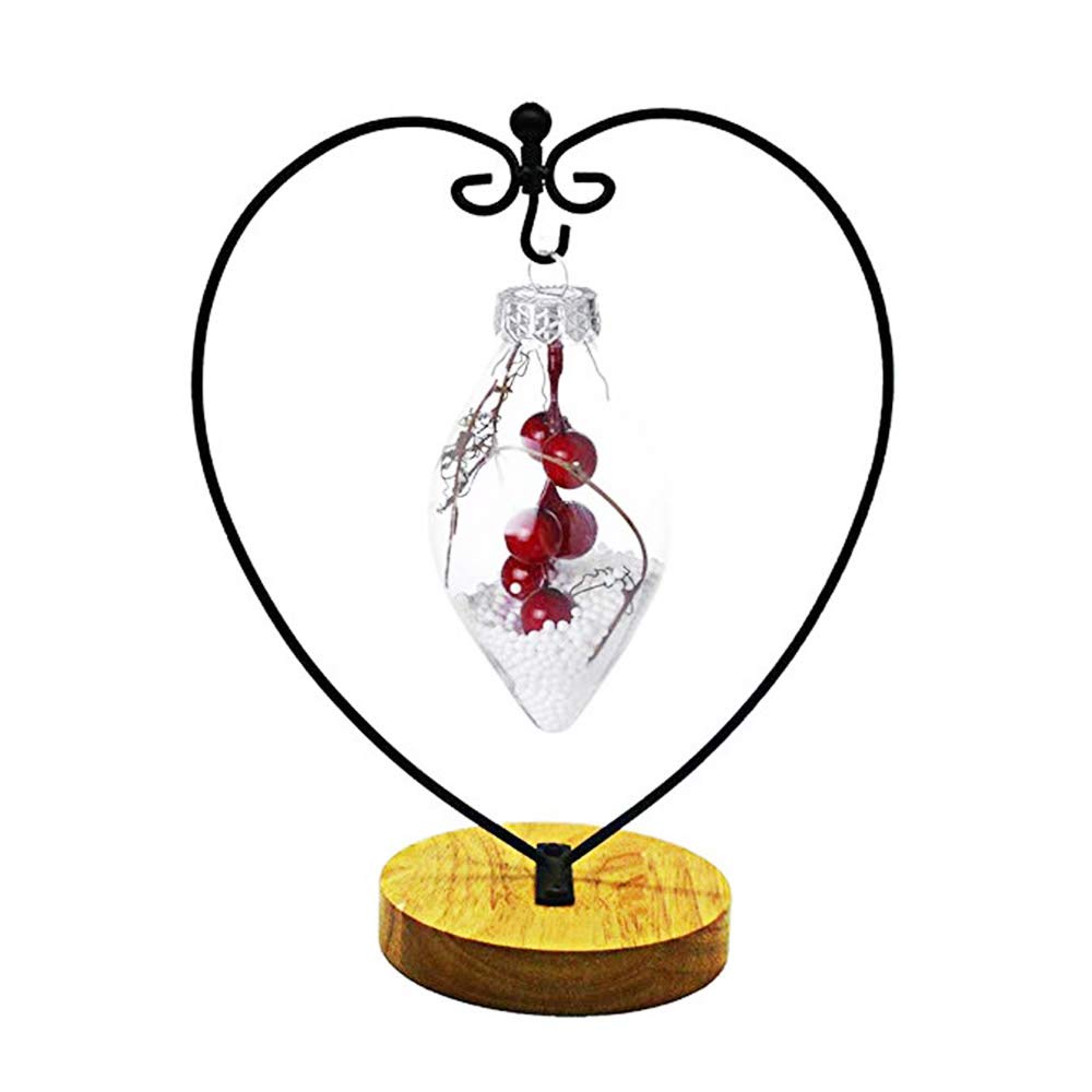 WAJJ Ornament Display Stand for Hanging Glass Terrarium Wood Base Creative Decoration for Home Garden Wedding Party Festival (Heart)