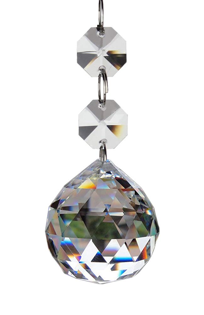 Fushing 20pcs Crystal Glass Ball Chandelier Prisms Pendants Parts Beads (30mm, Clear)