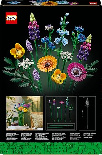 LEGO Botanicals Wildflower Bouquet Set - Artificial Flowers - Gifts for Mother's Day with Poppies and Lavender - Home Office Decor Set for Adults - Botanical Collection - 10313