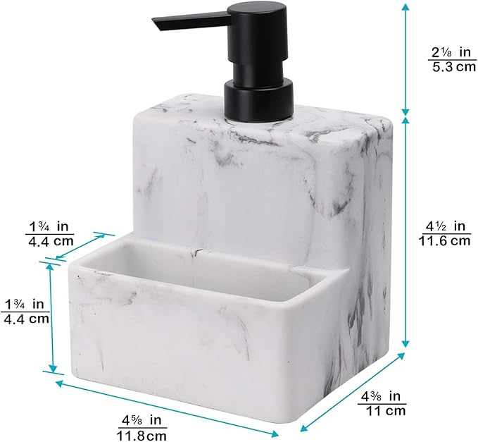 zccz Soap Dispenser with Sponge Holder, Marble Look Liquid Hand and Dish Soap