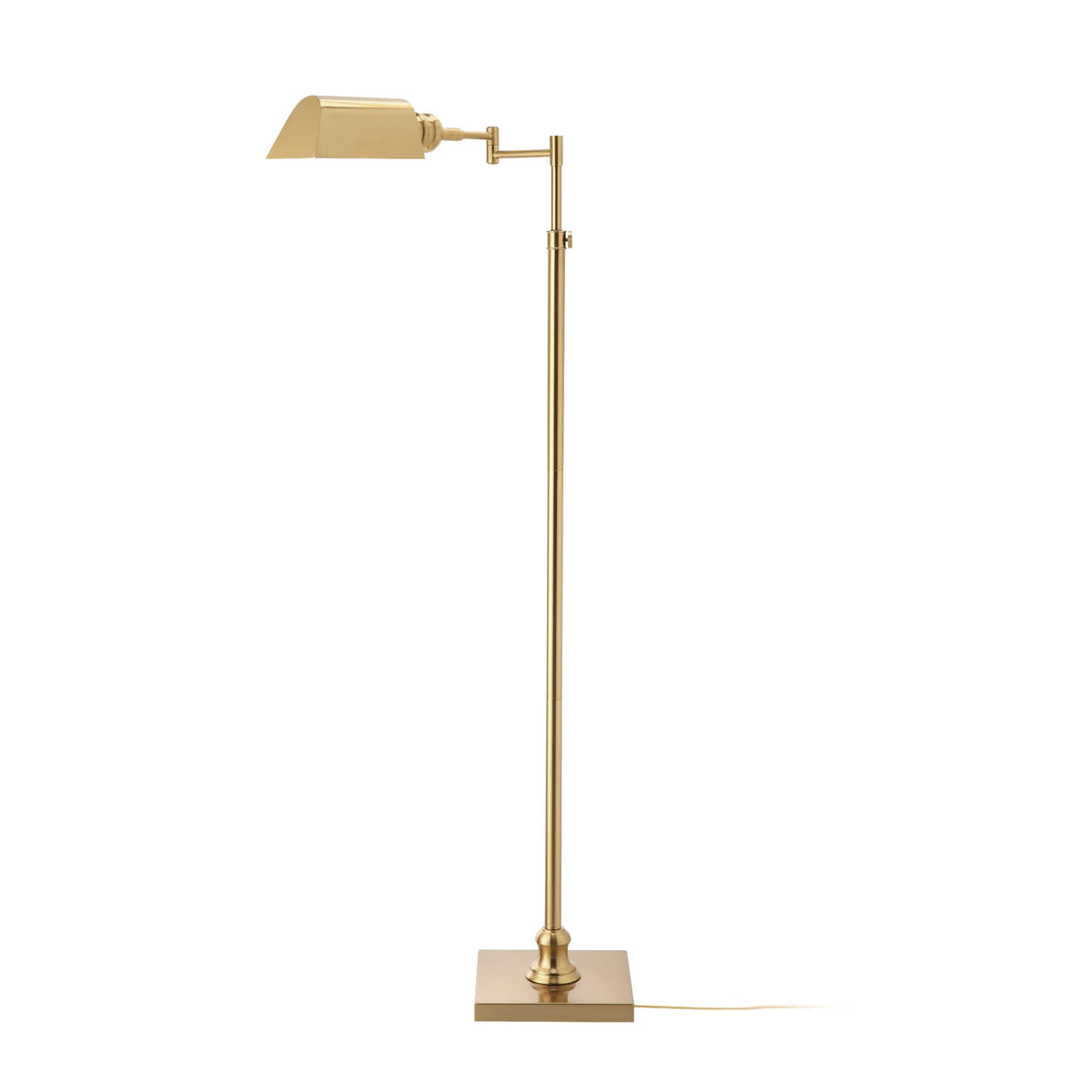 O’Bright Arcadia - Pharmacy Floor Lamp, Full Range Dimming, Swing Arm Task Lamp, E26 Socket, Bulb Replaceable, Adjustable Height 47” to 55”, 360° Rotatable Shade, All-Metal Design, Antique Brass