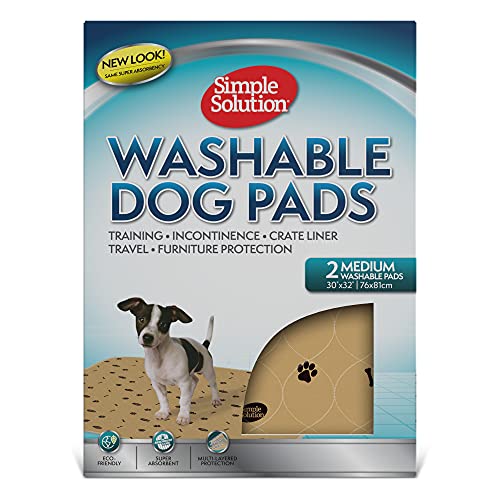 Simple Solution Washable Training and Travel Dog Pads, Re-usable Dog Pee Pad, Absorbent and Odour Controlling Medium - Pack of 2