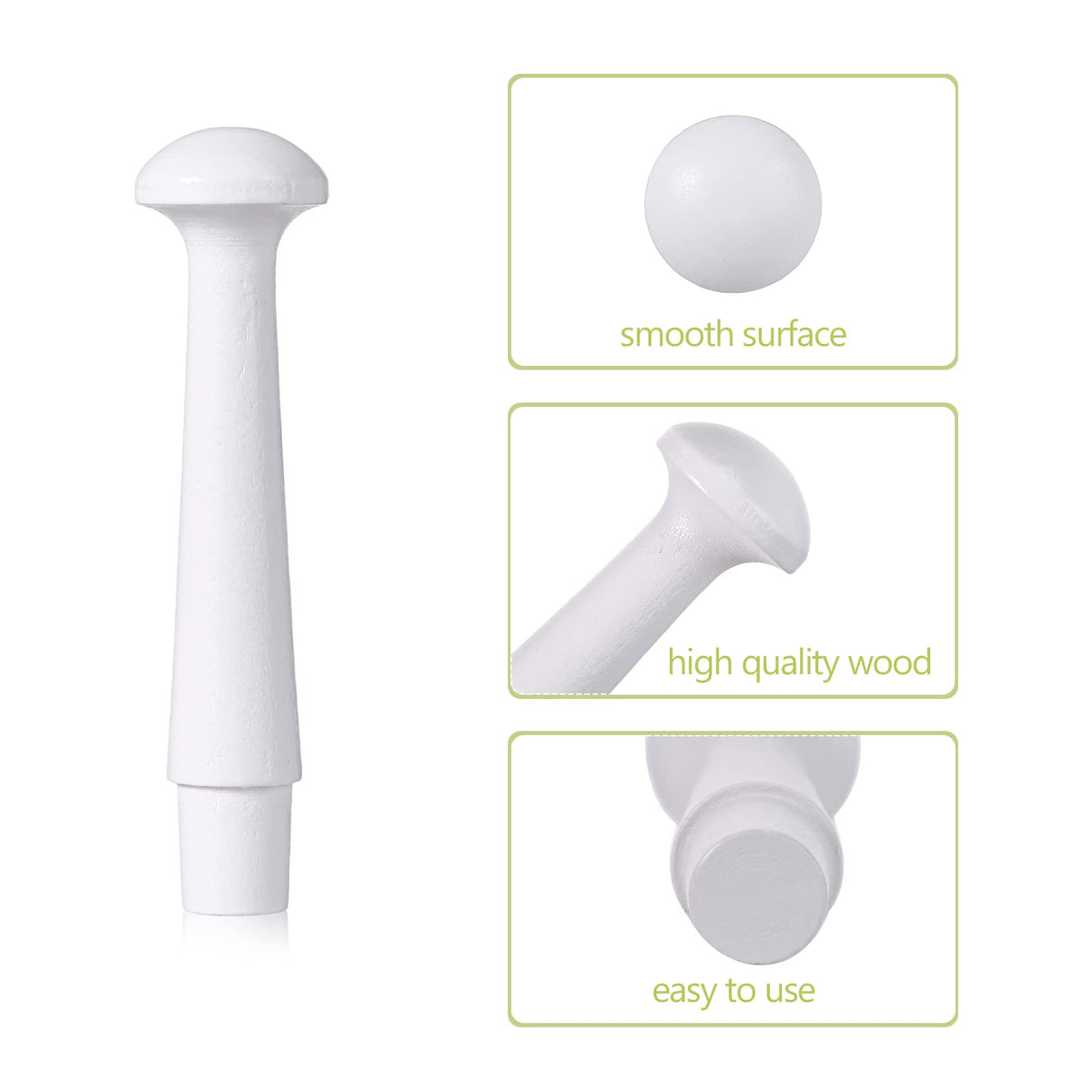 Yerliker 35 Pcs Wooden Shaker Pegs 3-1/2 Inch with 1/2 Inch Tenon Wooden Hooks Wall Mounted Smooth Texture Wood Pegs for Hanging Coat Hat Towel Clothes Organizing Supplies (White)