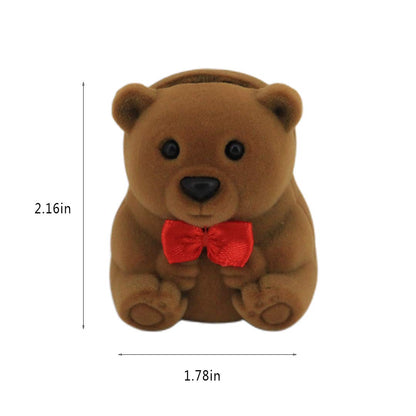 Naimo 2pcs Velvet Mini Bear Display Box Ring Pendant Earring Boxes Storage Case Gift Box for Proposal Engagement Wedding