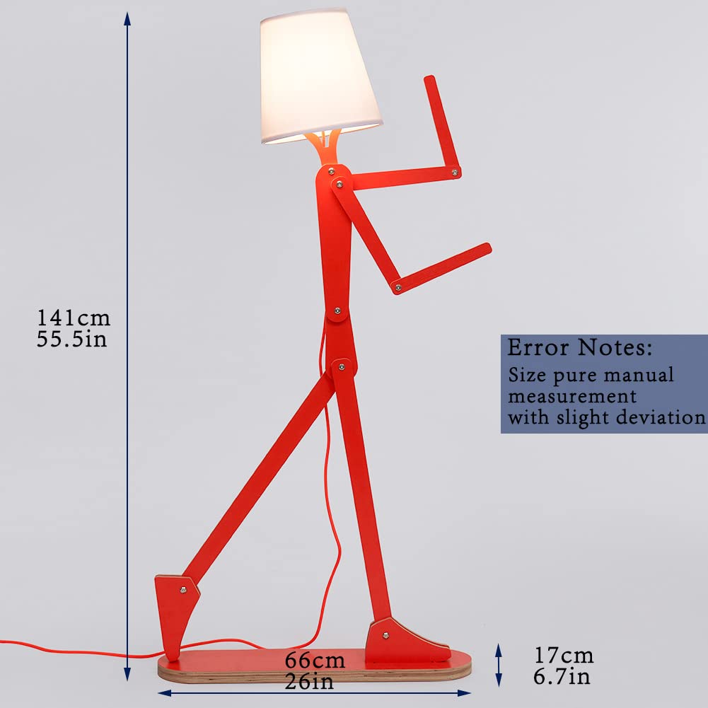 HROOME Cool Tall Floor Lamp for Bedroom, Living Room, Office, Kids Bedside - Unique Corner Decorative Reading Wood Standing Light with Creative Swing Arm Design - Orange Bulb Included