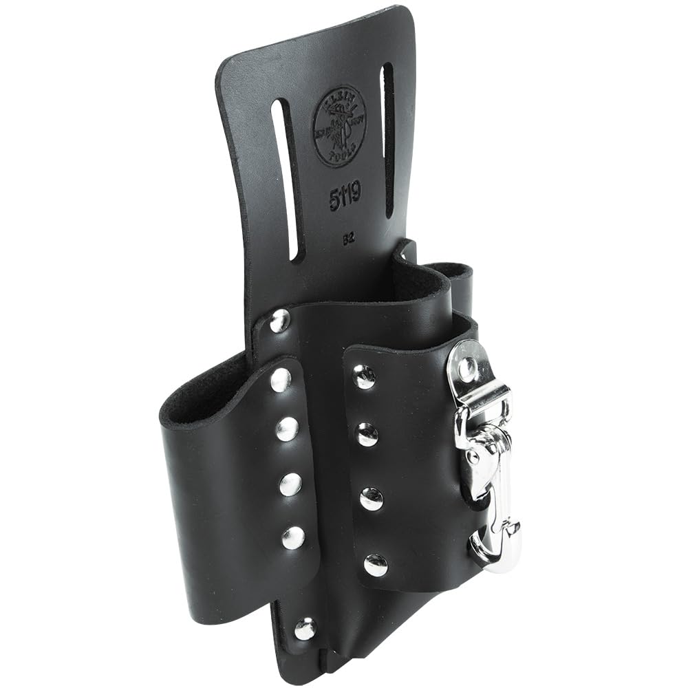 Klein Tools 5119 Tool Pouch, Multi Tool Holder with 4 Pockets and Knife Holder is Great for Electrician Gifts