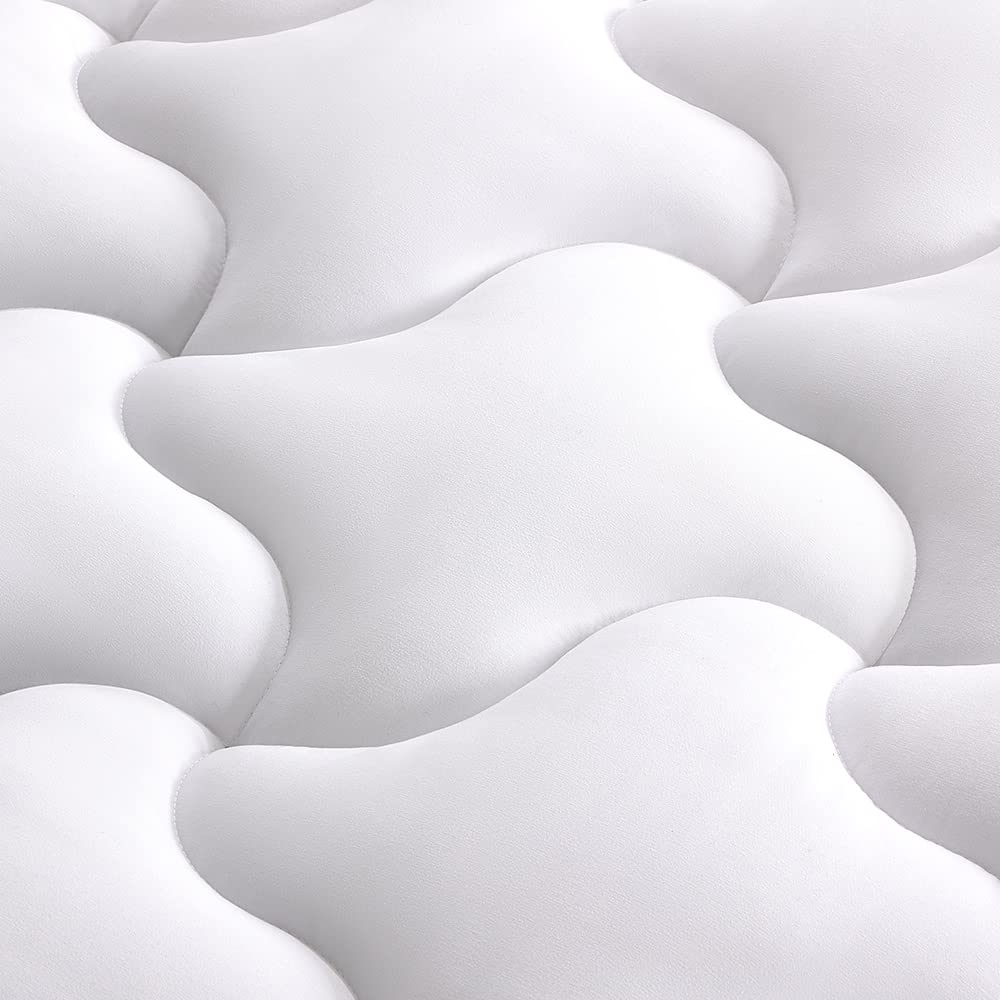 SLEEP ZONE Mattress Topper Twin Mattress Pad, Cooling Quilted Fitted Mattress Cover, Machine Washable Mattress Protector, Soft Fluffy Down Alternative, Deep Pocket 8~21 inch (White, Twin)