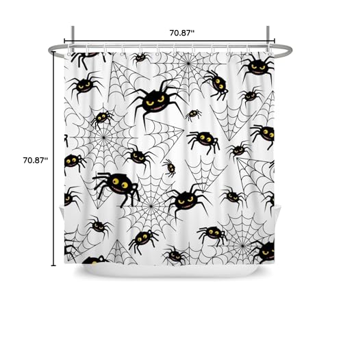 LFEEY Funny Halloween Shower Curtain Kids, Black White Creepy Spider Web Shower Curtain 72X72 Inches Halloween Bathroom Decor Waterproof Polyester Fabric with Hooks