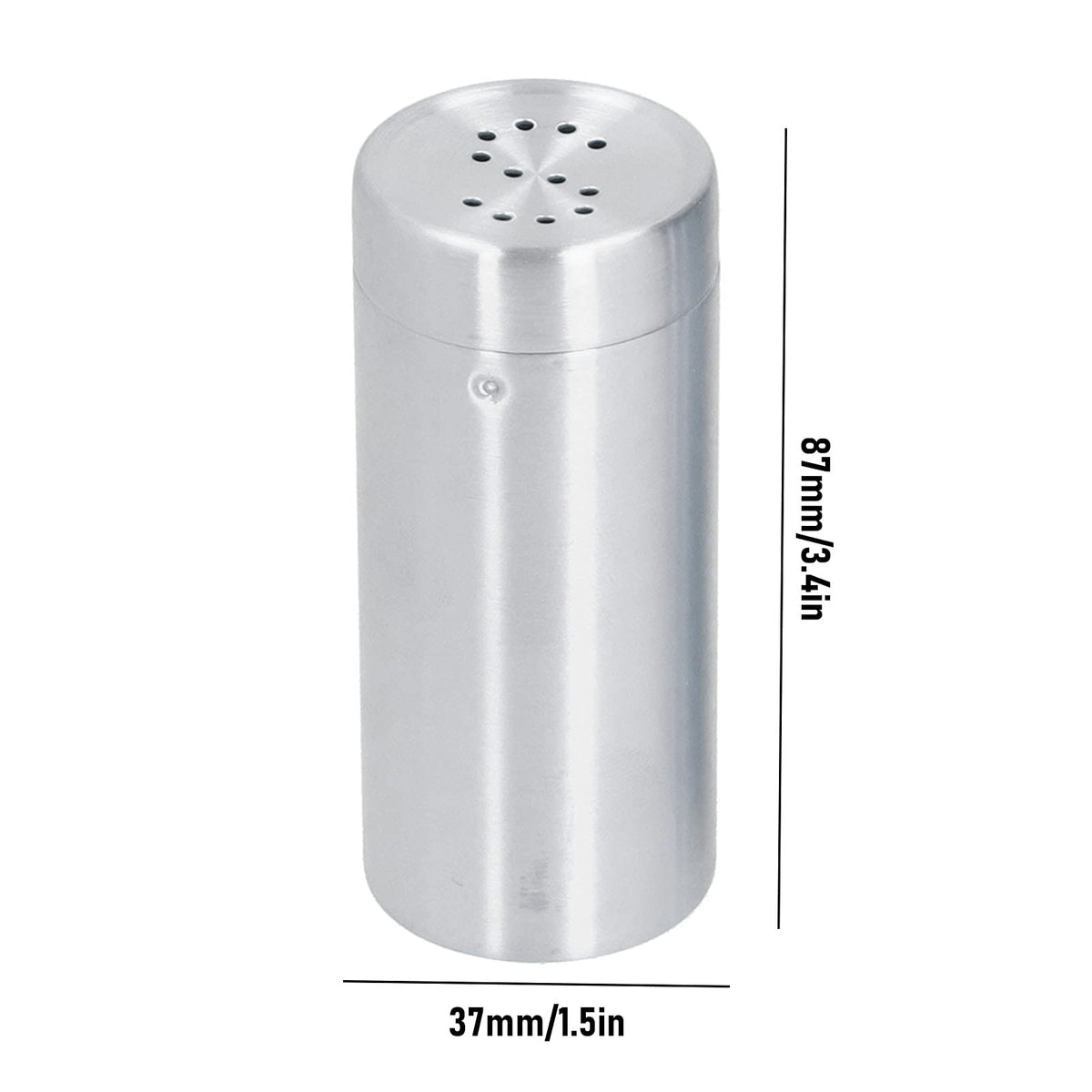 Salt Seasoning Bottle 2 Pcs Condiment Pots, Stainless Steel Jar Shakers Kitchen Container Tool, 1.5x1.5x3.4in 6.8oz Seasoning Shaker for Salt Cinnamon (Stainless