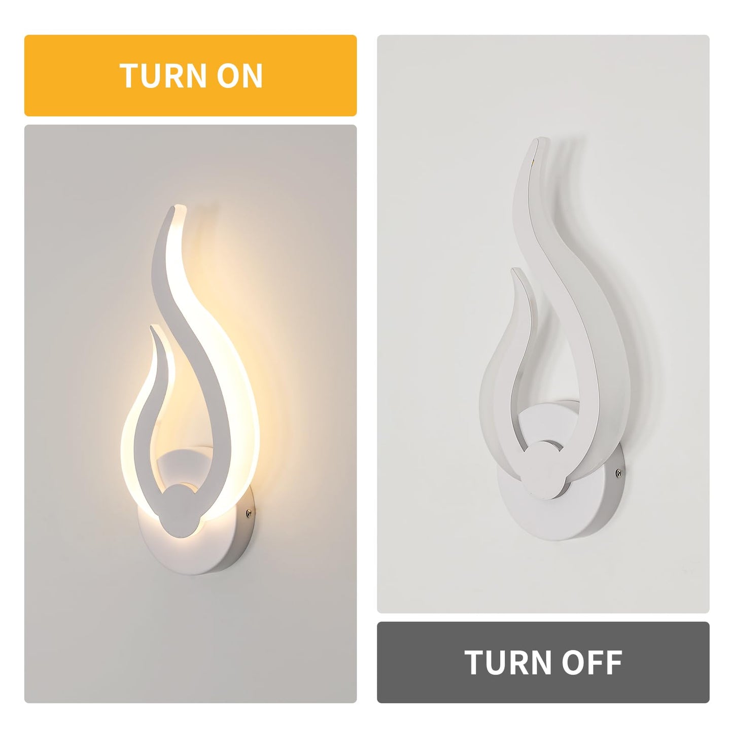 DELIPOP Modern LED Wall Sconces, 3000K Warm White Flame Shape LED Wall Light, 10W Energy Efficient Indoor Wall Lamp for Bedroom, Bathroom, Living Room, Hallway, Corridor