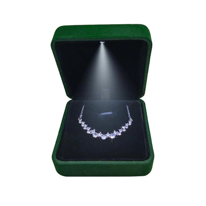 GBYAN Pendant Necklace Box with LED Light, Necklace Gift Box Velvet Jewelry Display Case for Proposal Engagement Wedding and Birthday,Emerald Green