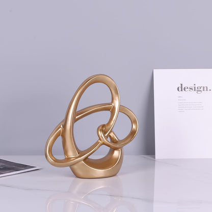 QIANLING Gold Knot Statue Decor - Modern Sculptures Home Decor, Resin Abstract Decor Art Accent,Blue Centerpieces for Living Room, Bedroom, Bathroom, Office, Shelf, Mantel - Wedding, Coffee Table