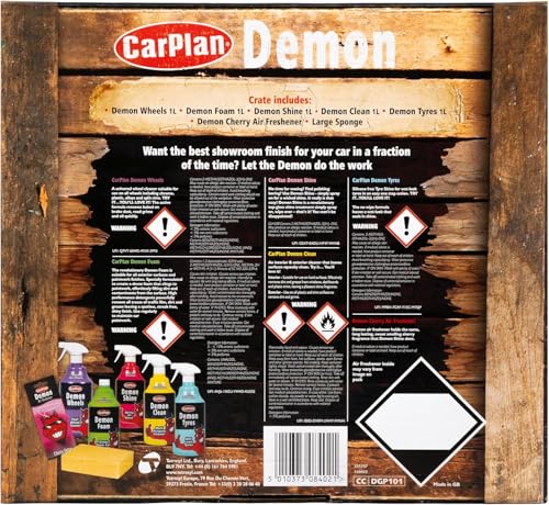 CarPlan Demon 7pc Car Care Gift Pack - Includes Demon Shine, Wheels, Foam, Tyres & More