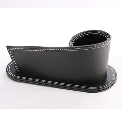 RHCSZ Office Accessories Creative Stylish Leather Pen/Pencil Holder,Multi-Function Desktop Stationery Caddy Organizer & Business Cards Holder Stand(Black)