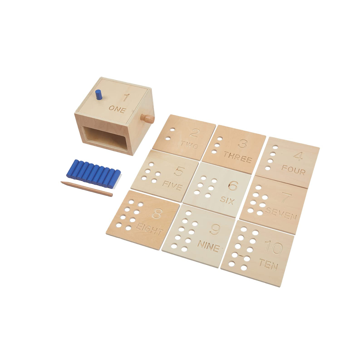 Adena Montessori Toys Wooden Counting Peg Game - Learn to Count 1-10 with Numerals, Peg Drop Box & Tumbling Pegs - Educational Toddler Toy for Early Math Skills Development (Small Counting Pegs Board)