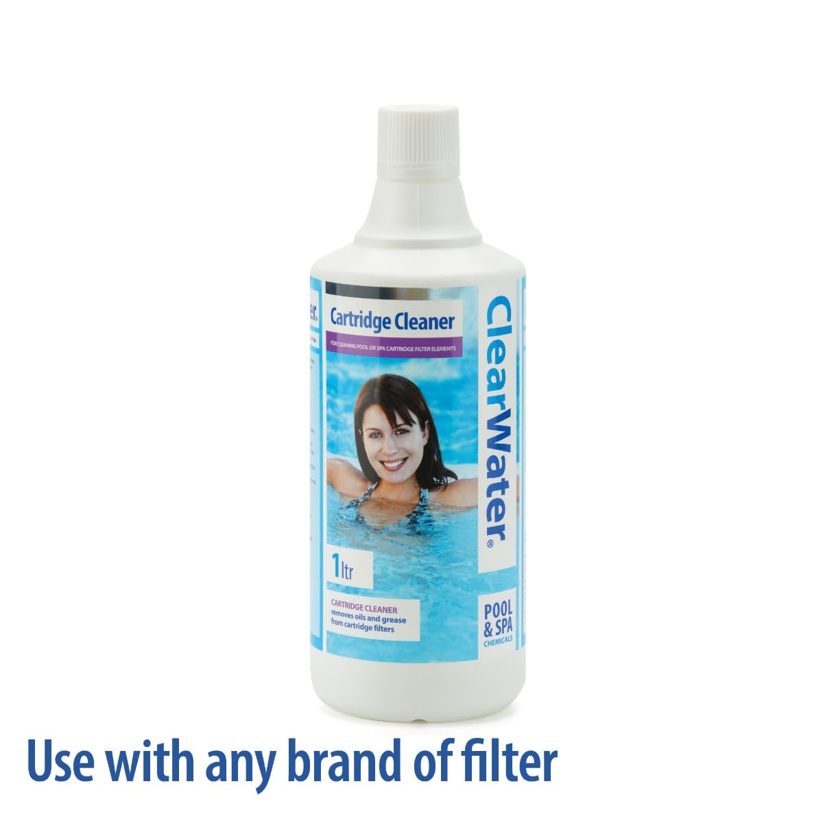 Clearwater Filter Cartridge Cleaner Solution for Hot Tubs and Swimming Pools, Up to 20 Uses, 1 Litre