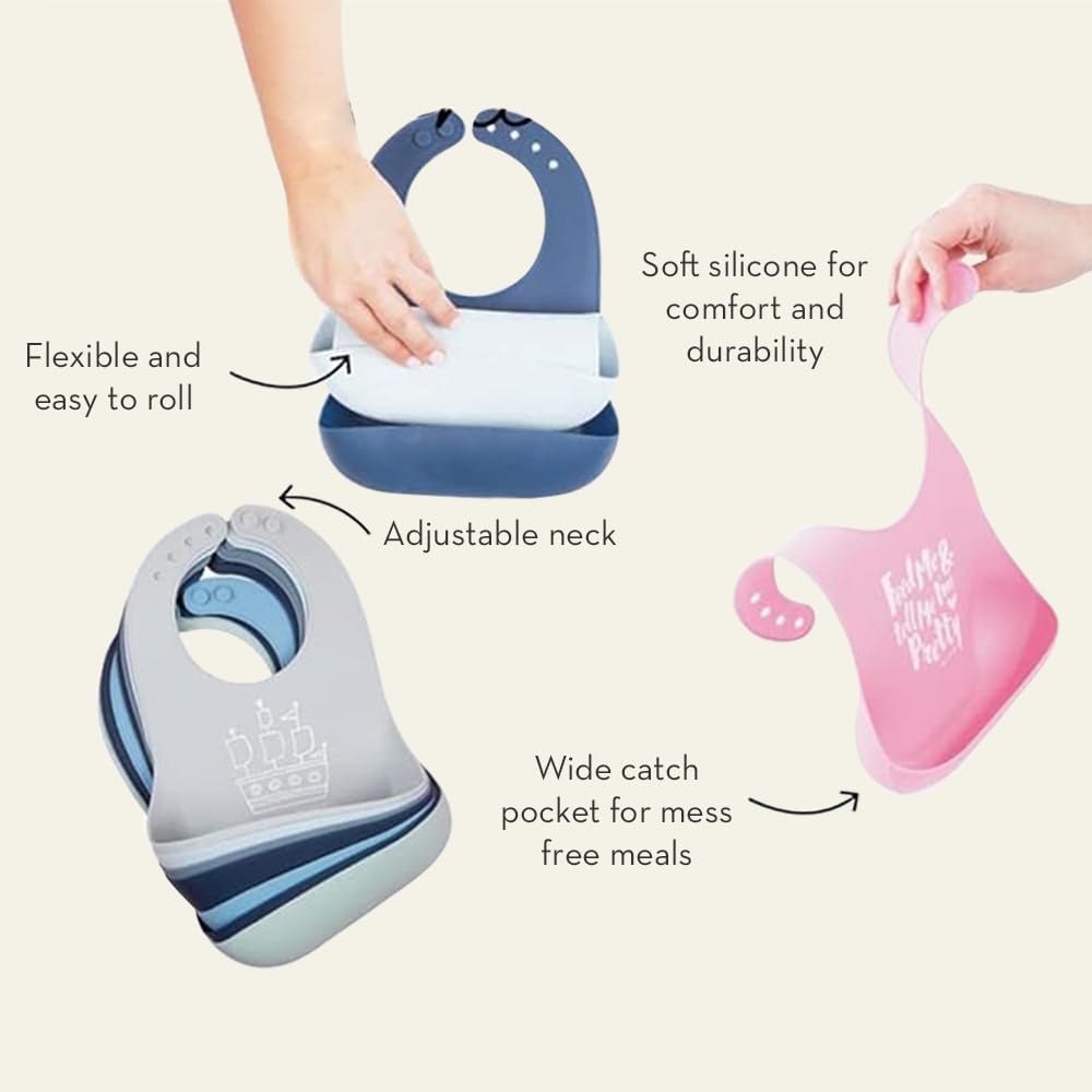 Bella Tunno Baby Bib for Eating, Waterproof Silicone Bib with Large Food Catcher, Adjustable Fit for Babies 4-12 months & Toddlers 1-3 Years, Boys & Girls, Food Critic