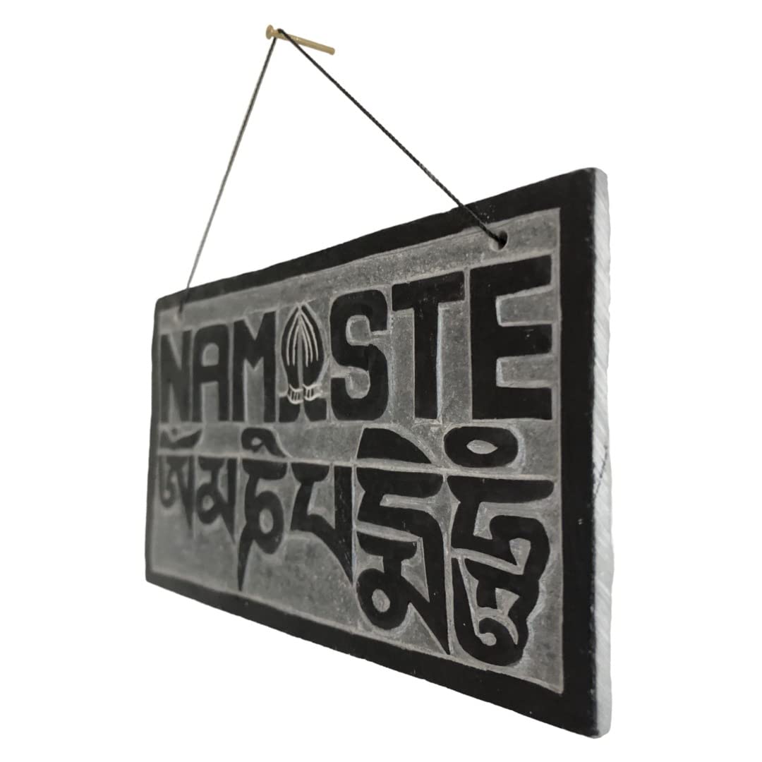 14cm / 5.5'' Fair Trade Nepalese Stone Om Sign namaste stone sign om padme welcome door hanger buddhist