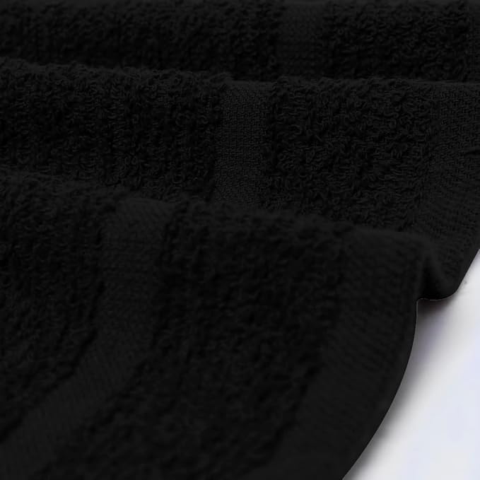 Avalon Towels Cotton Washcloths 24-Pack – 12 x 12 Inch Black Super Soft &