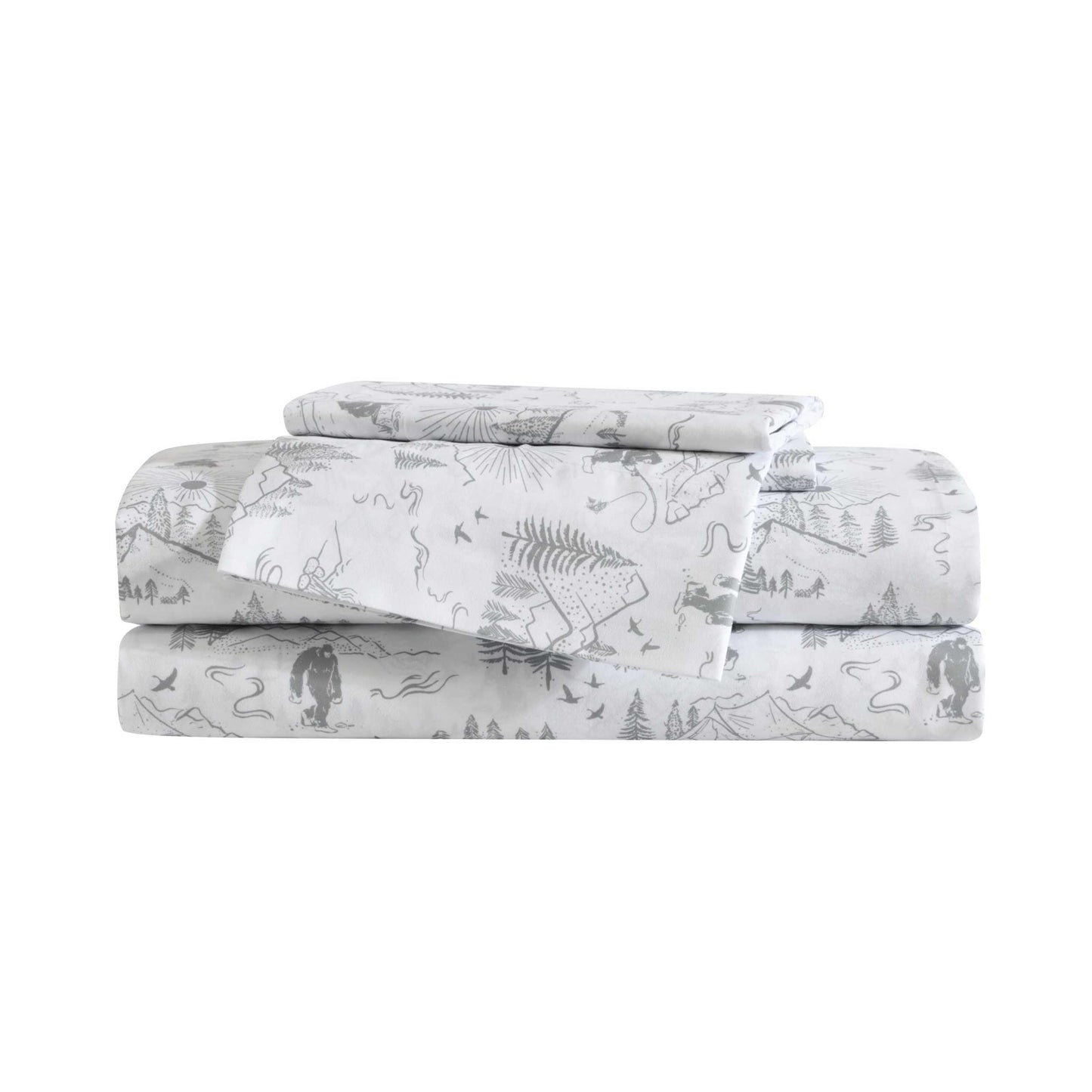 Eddie Bauer Kids - Full Sheet Set, Ultra-Soft Microfiber Bedding with Fully Elastic Fitted Sheet, Kids Bed Set with Pillowcases, Easy Care Bedding (Big Foot Hiking Trip)