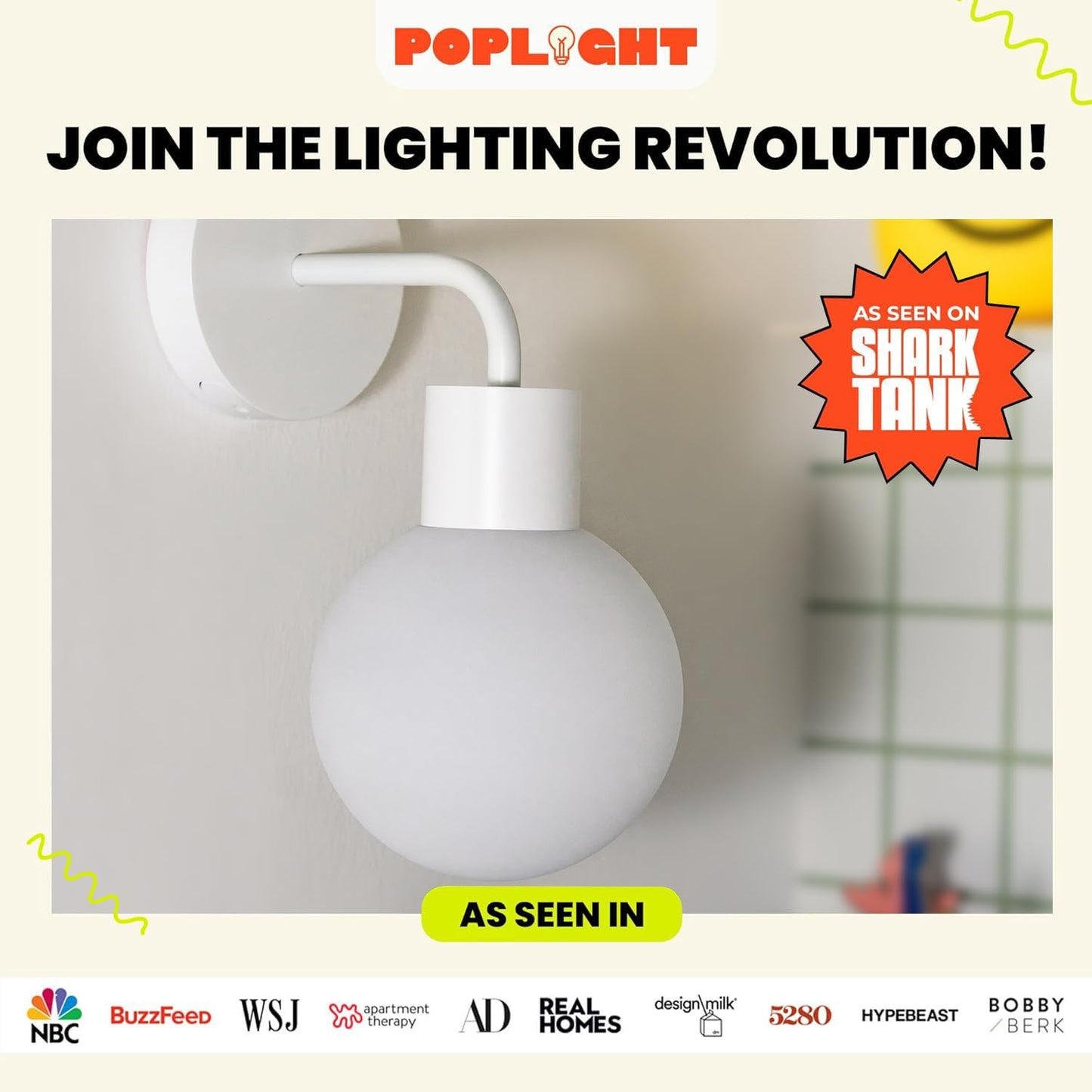 Poplight Wireless Wall Sconce (Shark Tank) Rechargeable & Dimmable LED Light w/App Control & Damage-Free Install, Moveable Modern Ambient Lighting for Elegant Home & Bedroom Decor | Popwhite