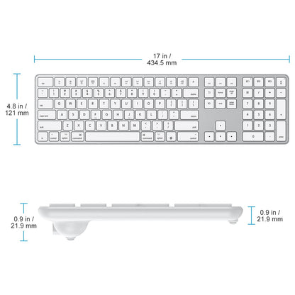 OMOTON Bluetooth Keyboard Compatible with Mac, with Numeric Keypad, Rechargeable Wireless Keyboard Compatible with MacBook Pro/Air, iMac, Mac mini/Pro Laptop and PC (Silver)