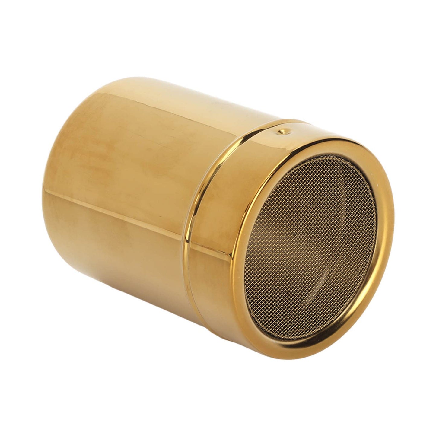 Stainless Steel Powder Shaker, Coffee Cocoa Dredges with Fine Mesh Lid, 2.8 x 3.5 inch Powder Sugar Shaker for Coffee Cocoa Chocolate Cinnamon, Gold