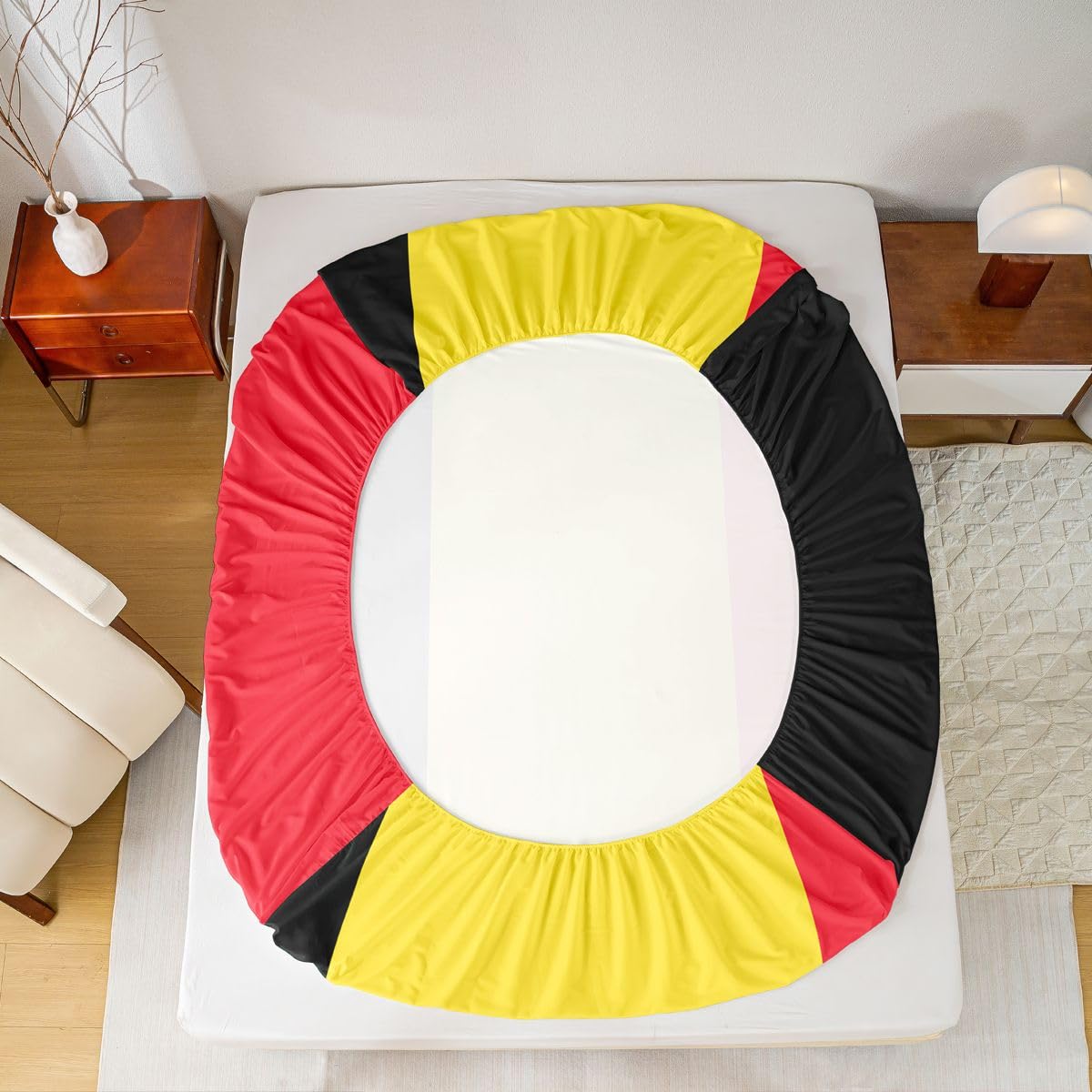 Feelyou Belgian Flag Bed Sheets Set Queen Size Belgium Deep Pocket Fitted Sheet World Countries Bedding Sets International Flag Soft Bed Set 4Pcs with 2 Pillow Cases