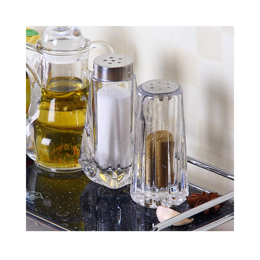 YBM Home Salt and Pepper Shakers Acrylic with Stainless Steel Lid, 1.5oz Clear Spice Herb Dispenser for Dining Table and Farmhouse Decoration, 1231-2