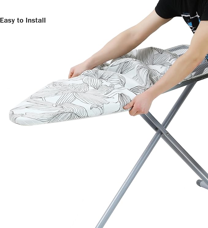 Ironing Board Cover and Pad Standard Size 15" x 54", 3 Pairs of Hook and Loop