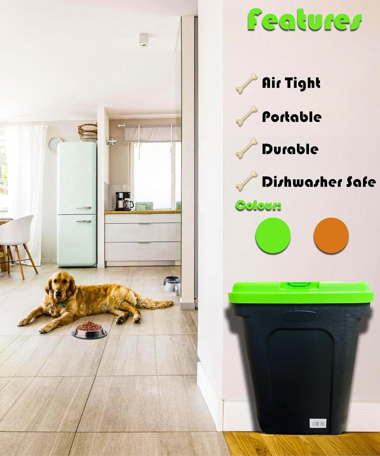Large 30L/15kg Pet Food Storage Container with Scoop, Flip Top Lock & Airtight Seal – Ideal for Dog Food, Cat Food, and Treats – Durable Plastic Bin for Pet Supplies