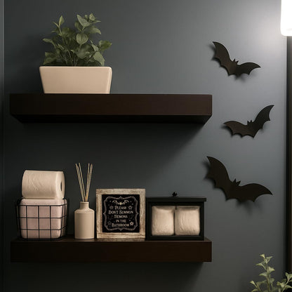 Halloween Gothic Bathroom Decor Please Don't Summon Demons In The Bathroom Wooden Sign Restroom Shelf Home Decoration 5.9x5.9 Inch