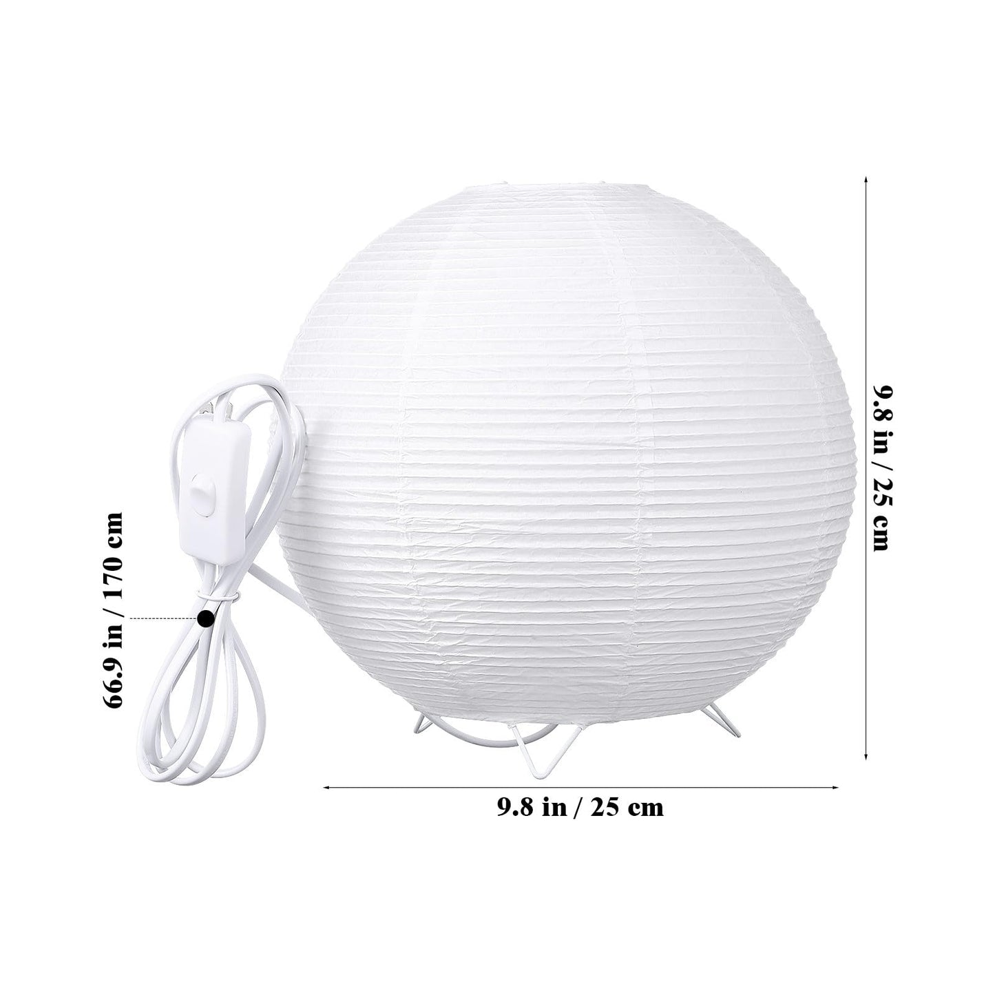 Totority Modern Paper Table Lamp, Japanese Lantern Style Bedside Night Light for Bedroom & Living Room, Minimalist Rice Paper Desk Lamp with Warm White E14 Bulb, Decorative Zen Home Lighting,US Plug