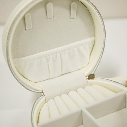 COLLECTIVE HOME Monogram Jewelry Box for Travel - 4.5 Inch Spacious Organizer with Zipper Closure, Gold Chain & Letter Engraving, Personalized Gift Case for Women/Bridesmaids (t)