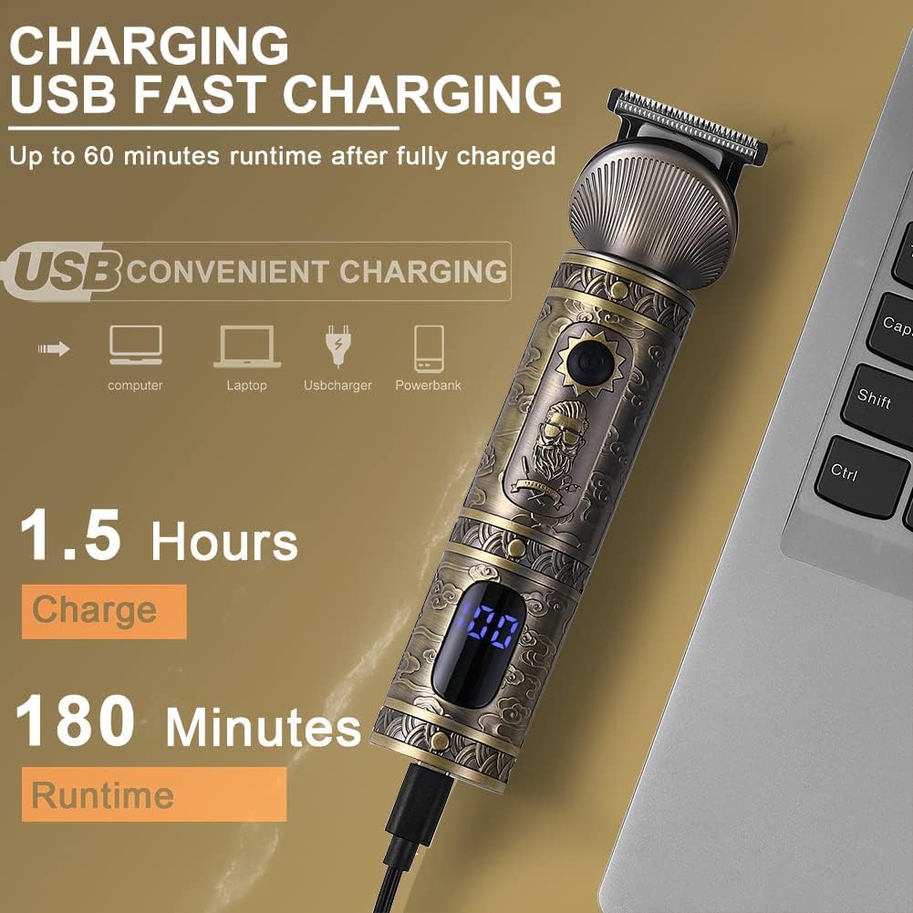 Surker Professional Beard Trimmer Kit - Zero Gapped T-Blade Electric Shaver, Nose & Body Trimmer - Cordless Grooming Kit 7 in 1