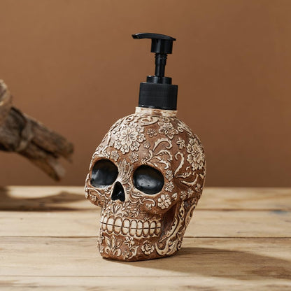 Skull Soap Dispenser with Rust Proof Pump, Refillable Liquid Hand Lotion Bottle for Bathroom, Bedroom and Kitchen（New Upgrade Pump）.