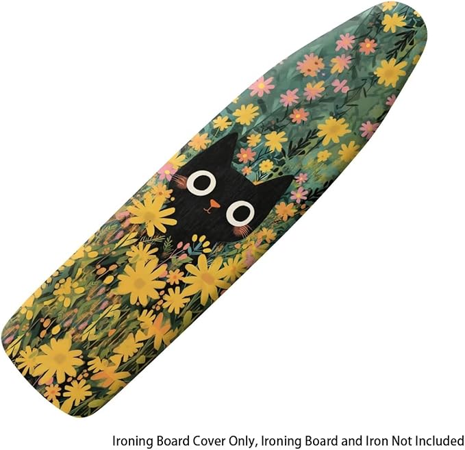 Cat Flower Ironing Board Cover and Pad, 16x55 Inches Standard Size Heavy Duty