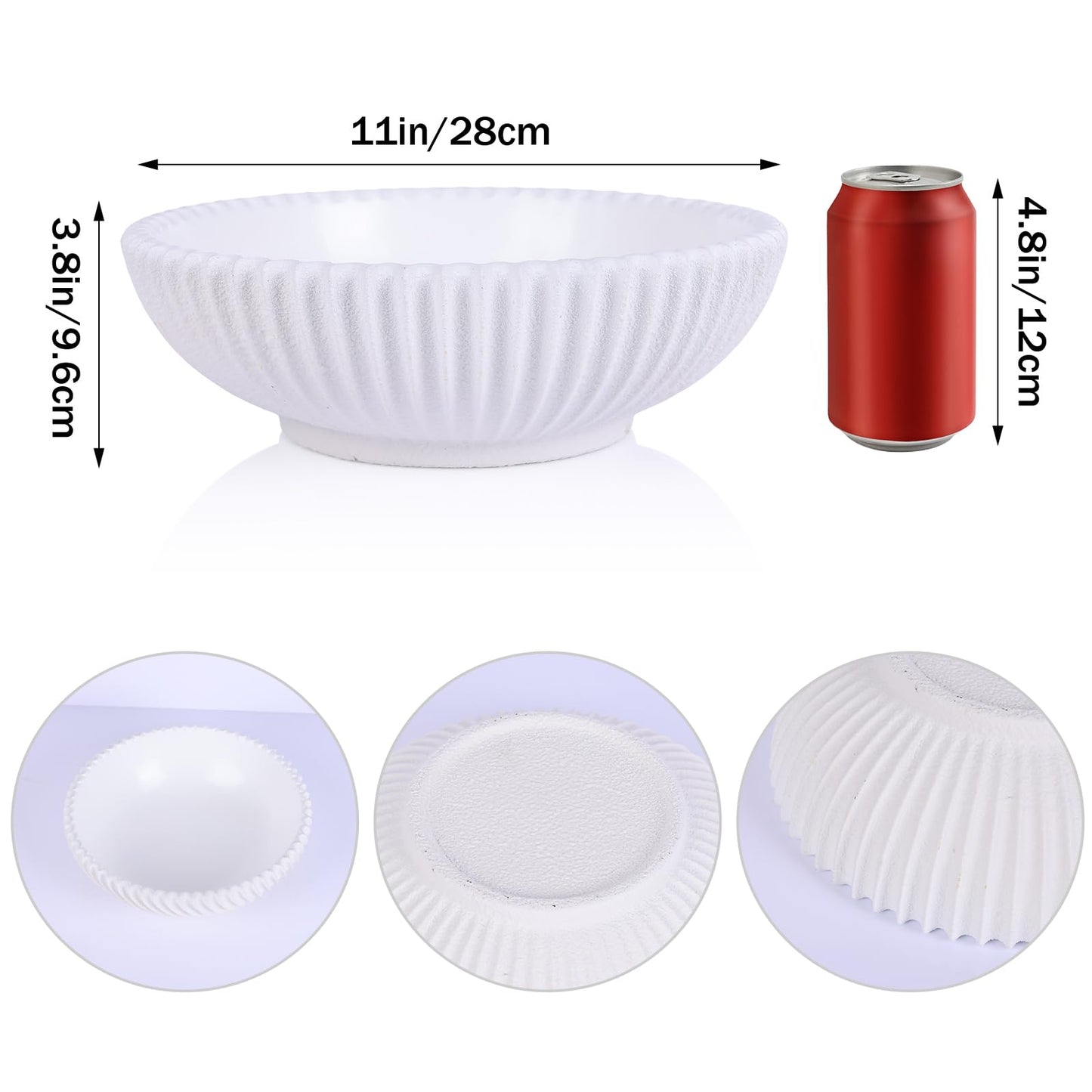LINYTHER Large Decorative Fruit Bowl for Kitchen Counter or Table, Key Holder Bowl for Entryway Table, Bread Candy Snack Organizer, Modern Farmhouse Centerpiece Decor, White/Stripe