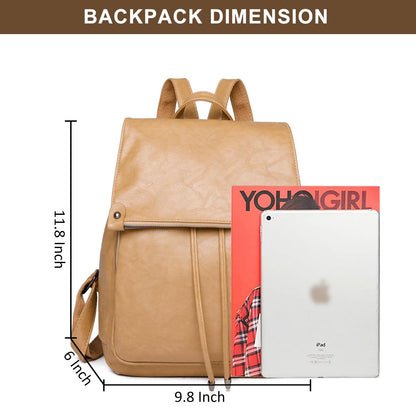 Everfunny Women Backpack Waterproof Anti-theft Lightweight PU Fashion Leather Shoulder Bag Travel Backpack
